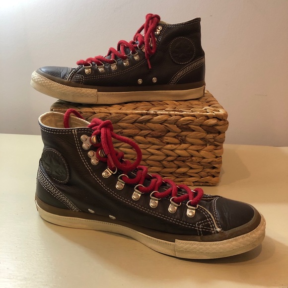Converse Brown Leather Chuck Taylor Hi Tops Mens 9